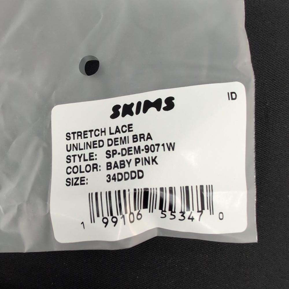 Skims Stretch Lace Unlined Demi Bra 34DDDD Baby Pink - Picture 11 of 12
